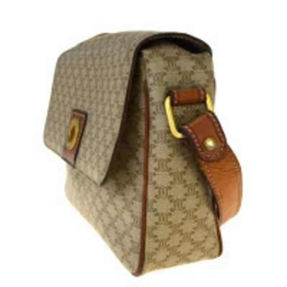 Celine Beige Macadam Leather Shoulder Bag Crossbody Tan